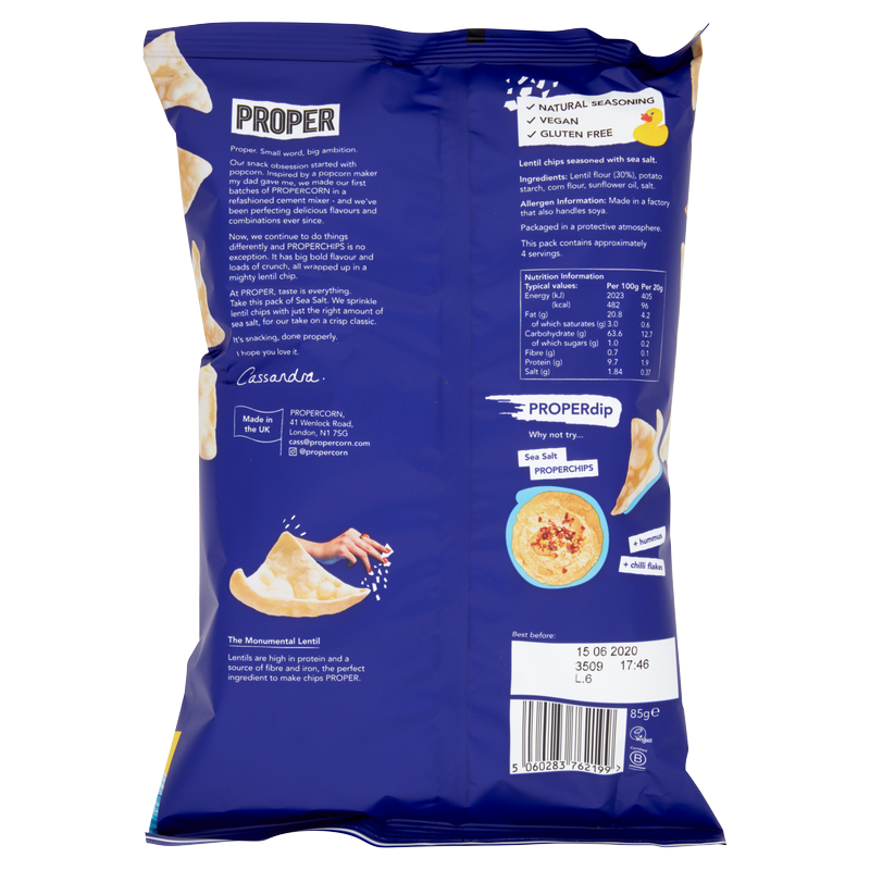 Properchips Sea Salt Lentil Chips, 85g