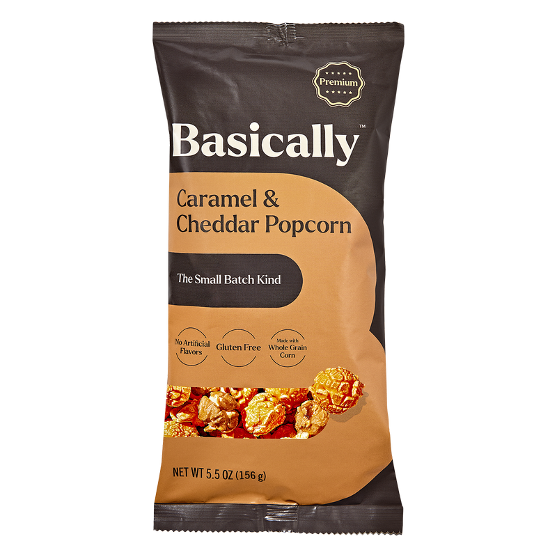 Basically Premium Caramel Cheddar Mix Small Batch Popcorn 5.5oz