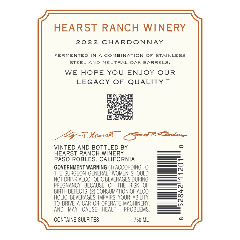 Hearst Ranch Winery Glacier Ridge Chardonnay 750ml