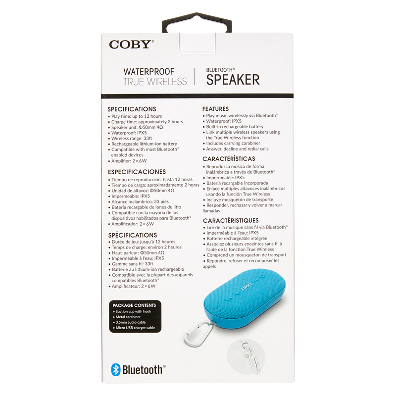 Coby True Wireless IPX5 Waterproof Bluetooth Speaker