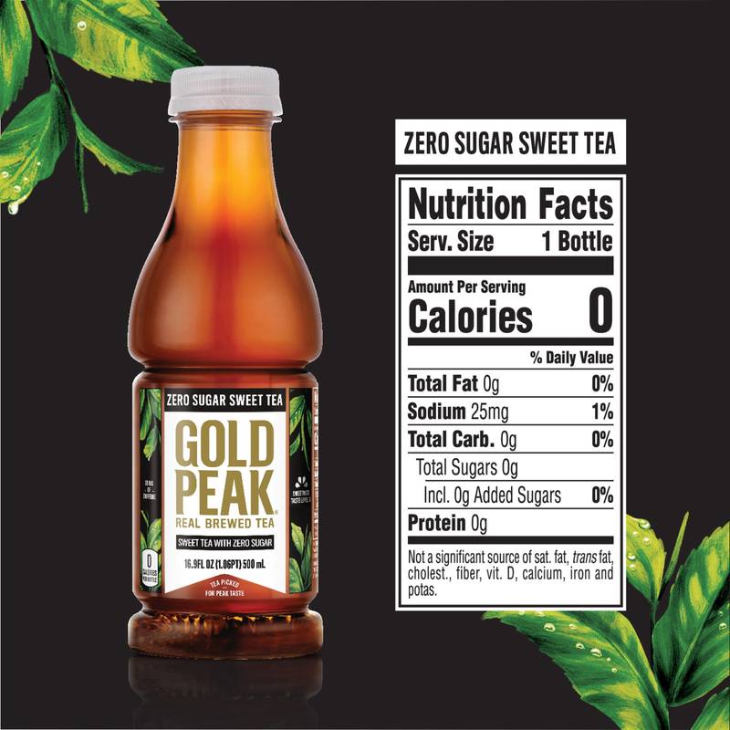 Gold Peak Zero Sugar Sweet Tea Bottles, 16.9 fl oz, 6 Pack