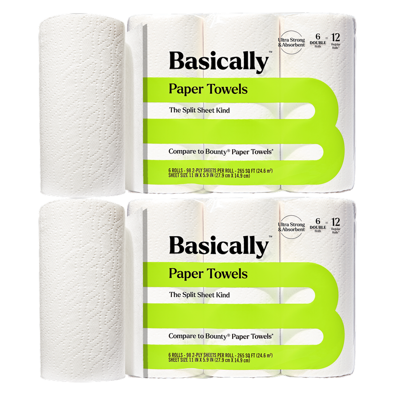 Basically 12ct Split Sheet Paper Towels Double Roll