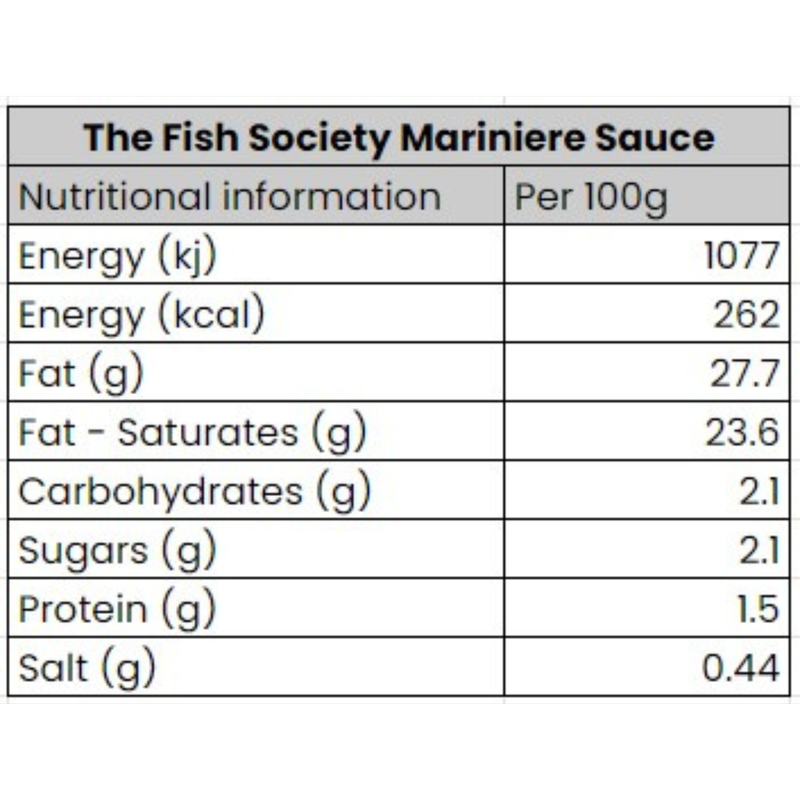 The Fish Society Mariniere Sauce - Frozen, 400g