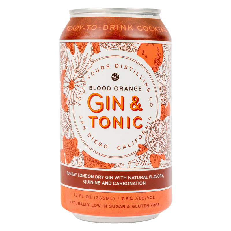 You & Yours Blood Orange Gin & Tonic 4Pk 355ml Can 7.5% ABV