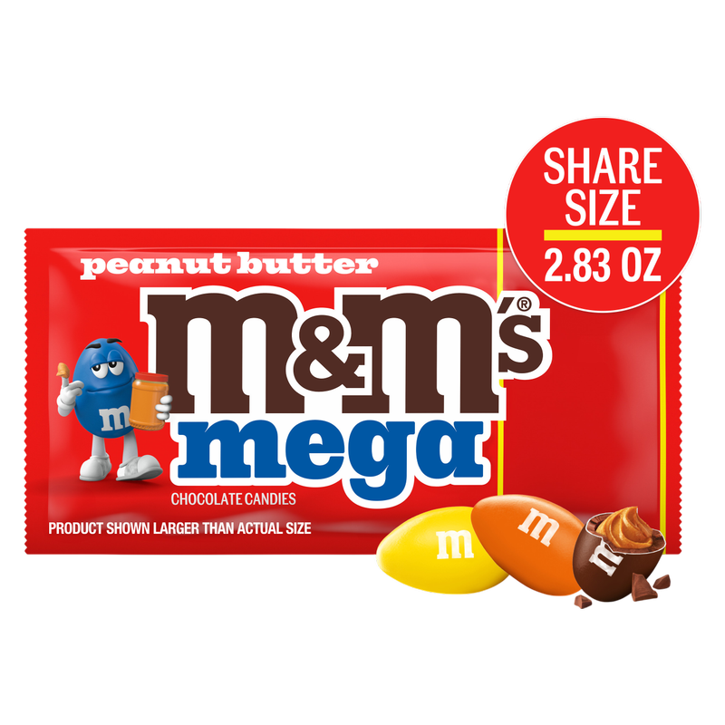 M&M's Mega Peanut Butter Chocolate Candy, 2.83oz
