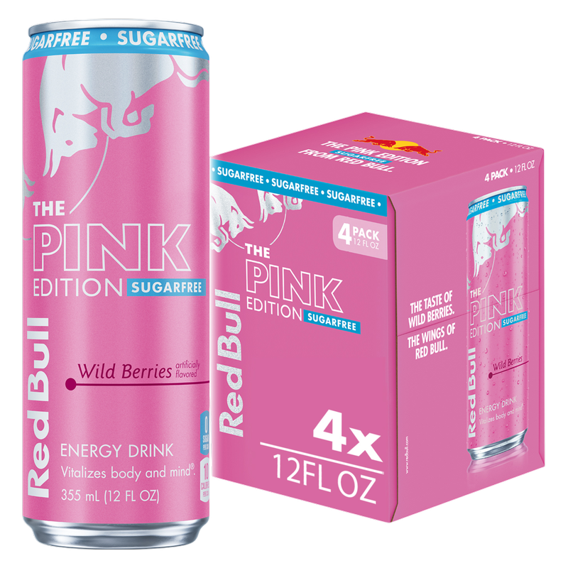 Red Bull Sugar Free Pink Edition Wild Berries 4pk 12oz Can