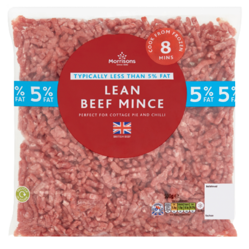 Morrisons Lean Beef Mince - Frozen, 500g