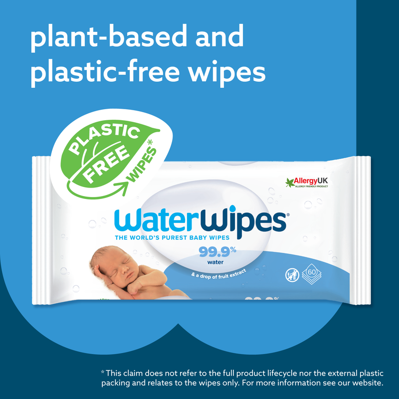 WaterWipes Original 99.9% Water Based Baby Wipes, Unscented for Sensitive Skin,  60 Count (1 Pack)