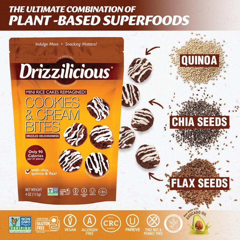 Drizzilicious Drizzled Cookies & Cream Mini Rice Cake, 4oz