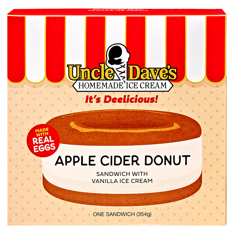 Uncle Dave's Super Premium Apple Cider Donut Sandwich with Vanilla Ice Cream