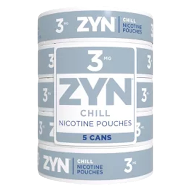 5 Pack ZYN Nicotine Pouches Chill 3mg Tin