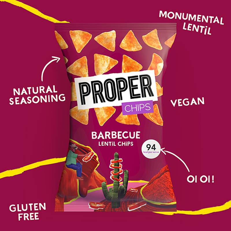 Properchips Barbecue Lentil Chips, 85g