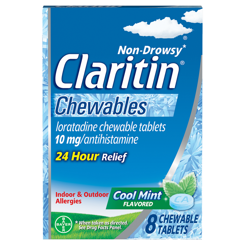 Claritin 24-Hour Non-Drowsy Allergy Chewable Cool Mint Tablets 8ct