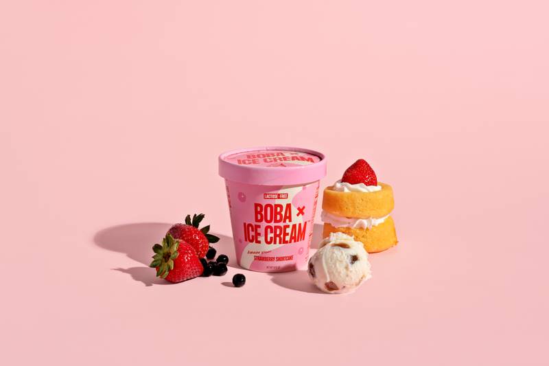 Boba x Ice Cream Strawberry Shortcake Pint