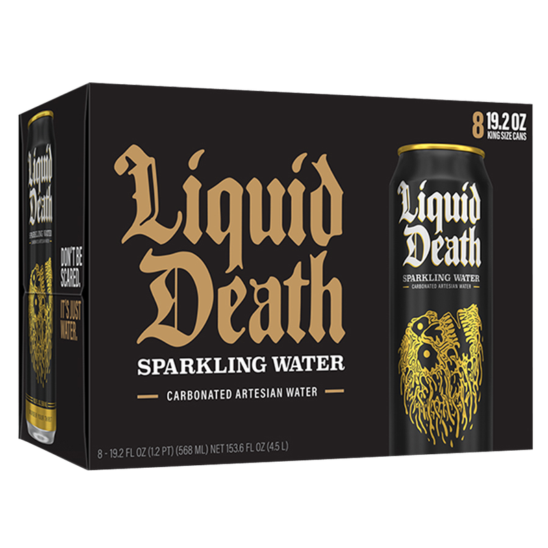 Liquid Death Sparkling Water 8pk 19 2 Oz King Size Can Delivered In Liquid Death Sparkling Water 8pk 19 2 Oz King Size Can Delivered In