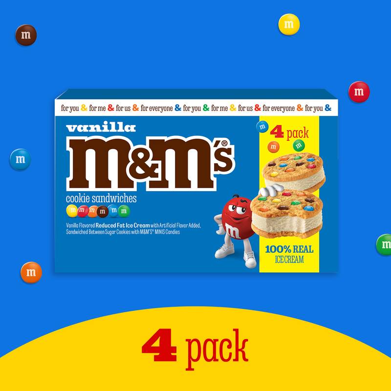 M&M'S Vanilla Ice Cream Cookie Sandwiches, 4ct