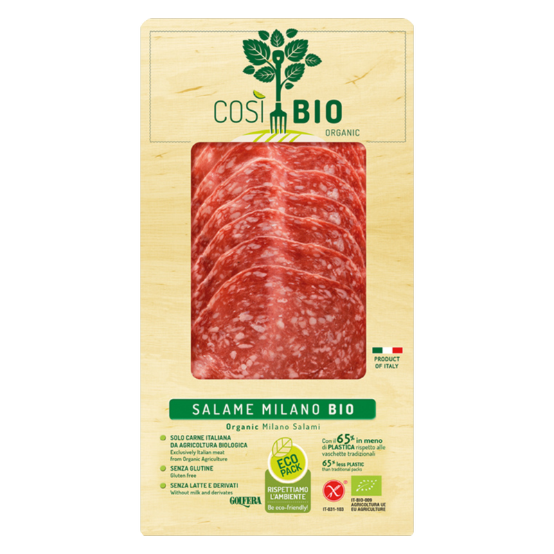 Golfera Cosi Bio Organic Sliced Salame Milano, 80g