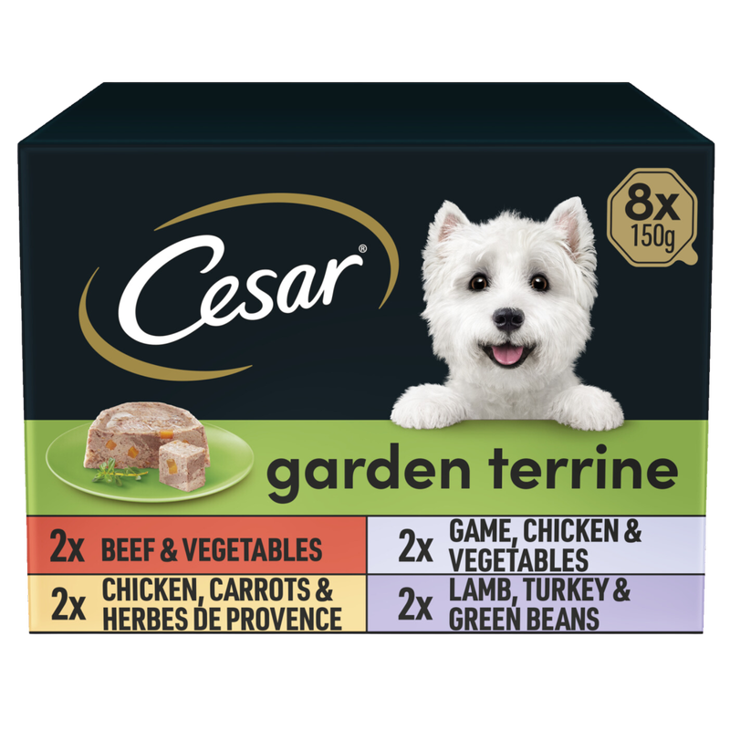 Cesar Classics Terrine Dog Food Trays Mixed in Loaf, 8 x 150g