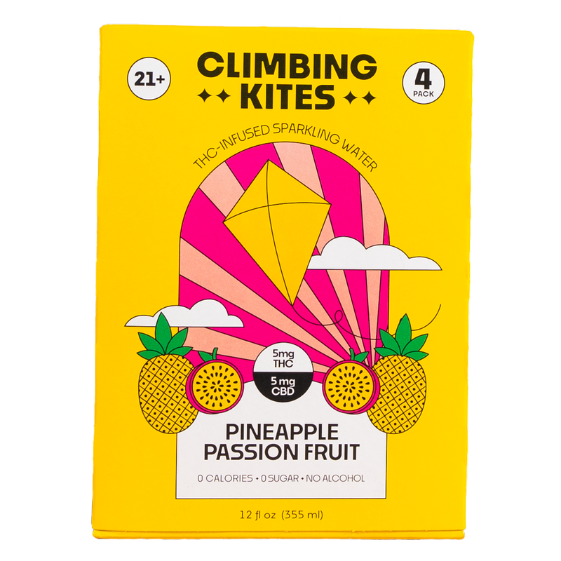 Climbing Kites Pineapple Passionfruit 5mg THC Sparkling Water 4pk 12oz Can