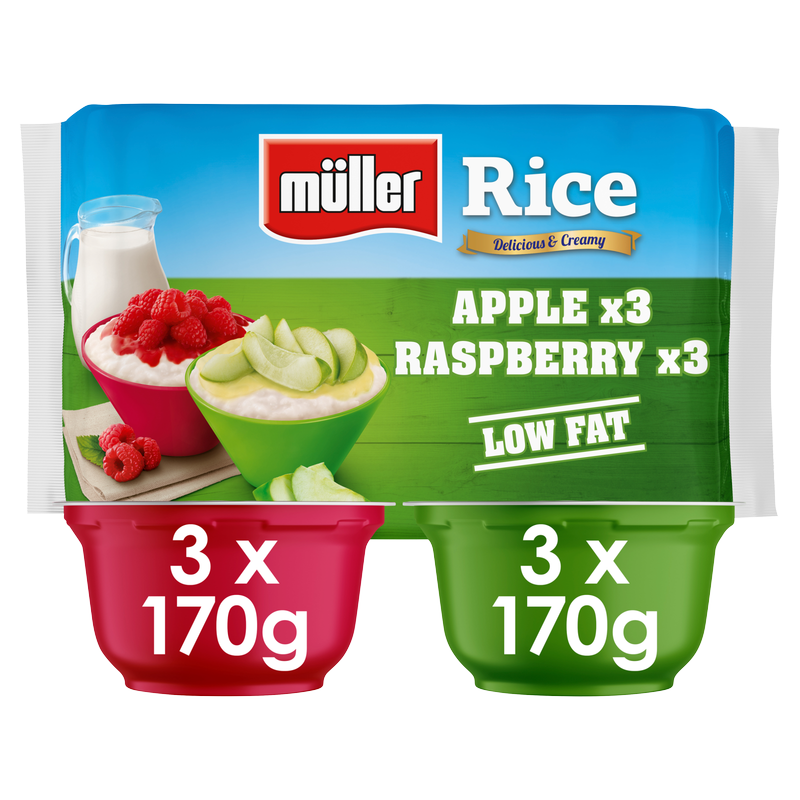 Muller Rice Apple & Raspberry Low Fat Pudding Dessert, 6 x 170g