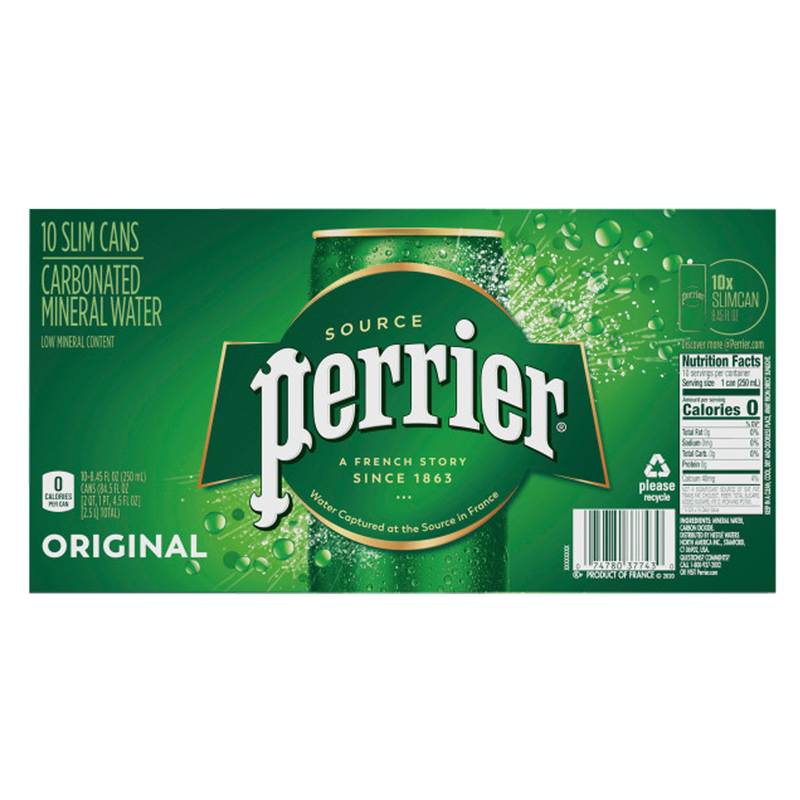Perrier Sparkling Water Slim Can 10pk 250ml