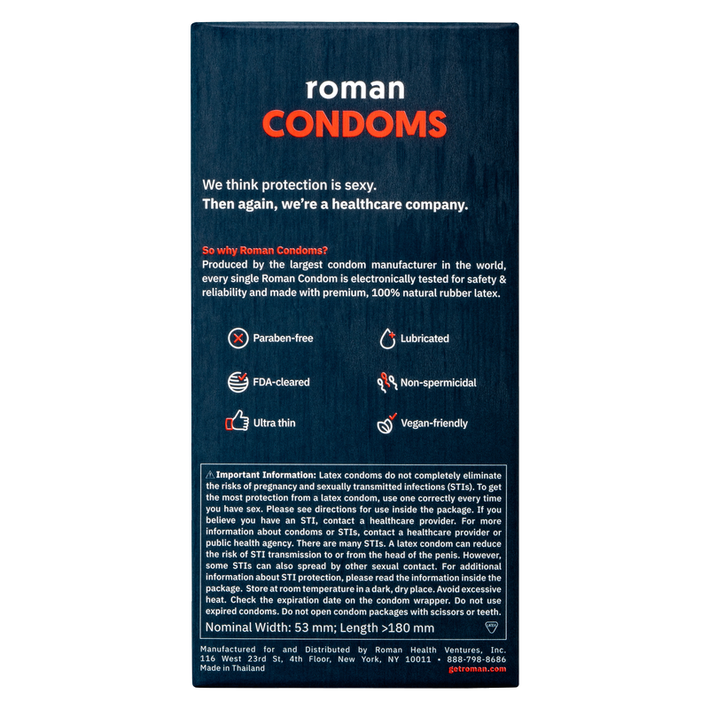 Roman Ultra Thin Latex Condoms 12pk