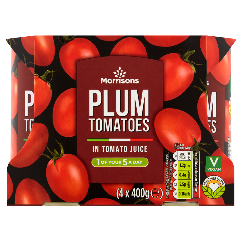 Morrisons Peeled Plum Tomatoes, 4 x 400g
