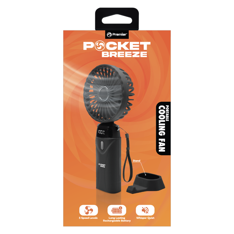 Pocket Breeze Mini Rechargeable Portable Fan w/Strap