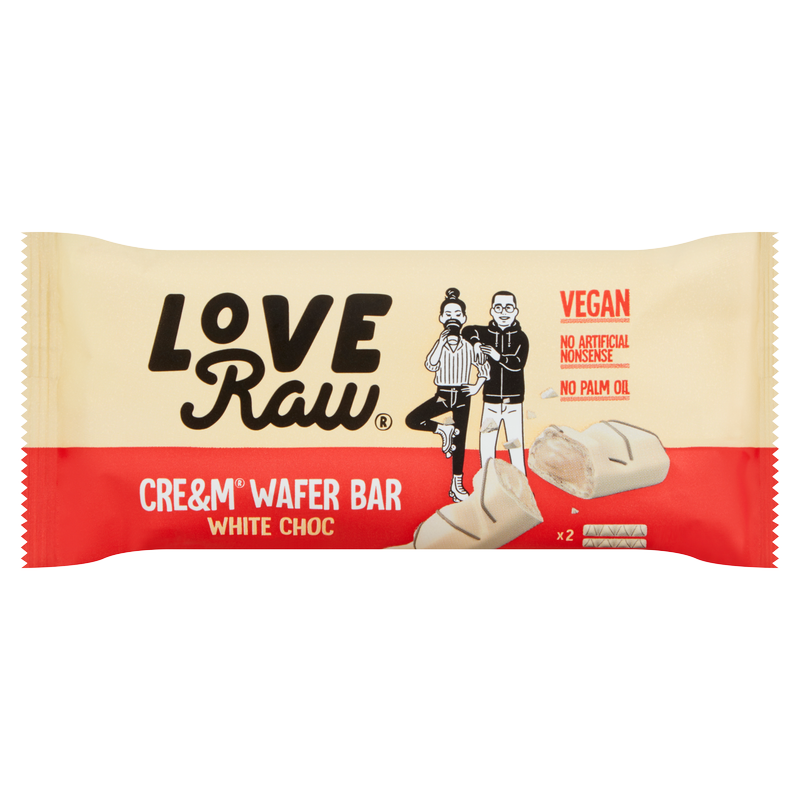Love Raw Vegan Cream Wafer Bar White Chocolate, 45g