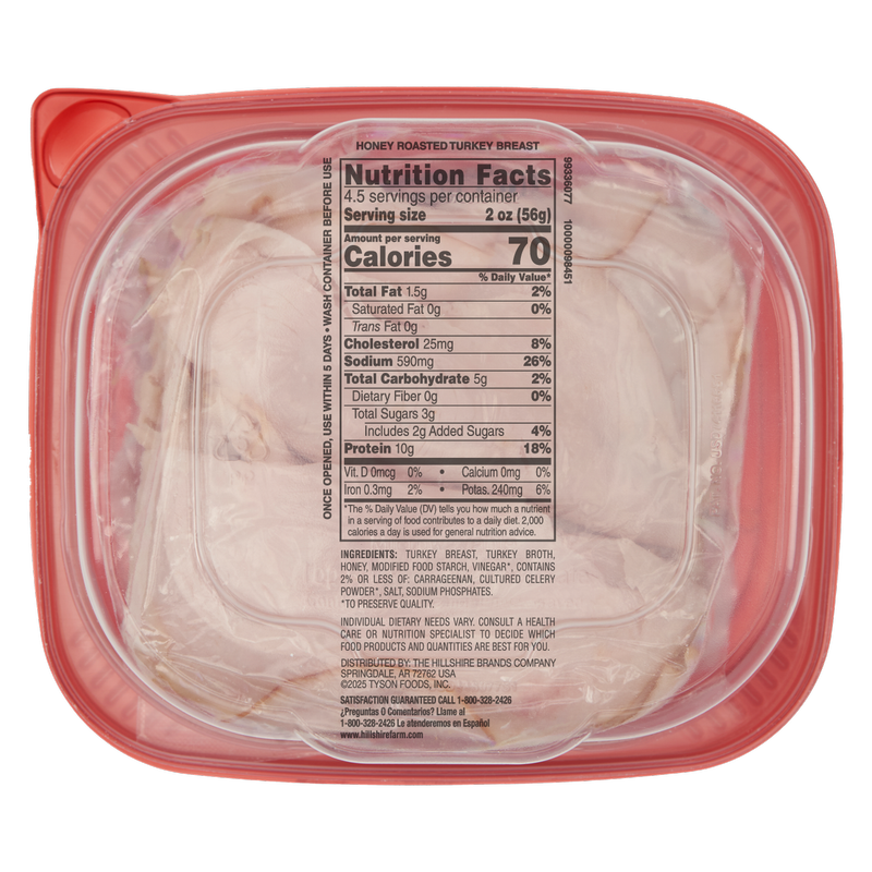 Hillshire Farm Pechuga de pavo asada con miel, rebanadas ultrafinas, 9 oz