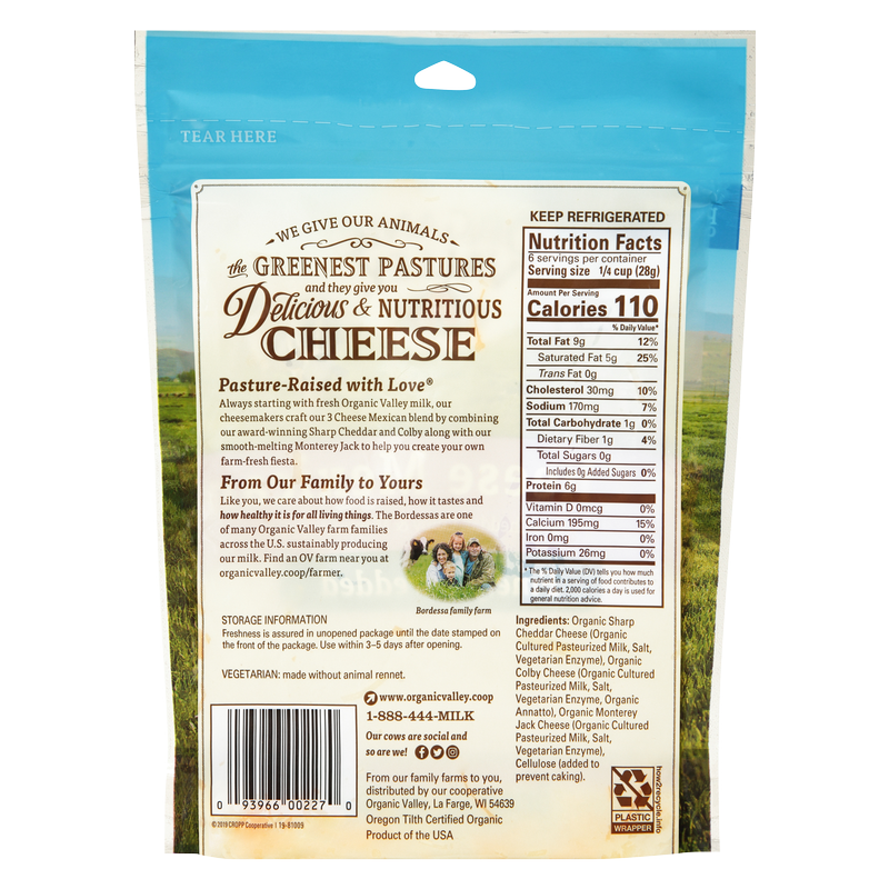 Organic Valley Mexican Blend Finely Shredded Cheese - 6oz