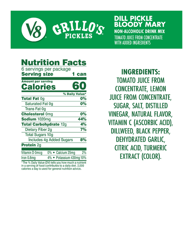 V8 Grillo's Dill Pickle Bloody Mary 6pk 8oz Can