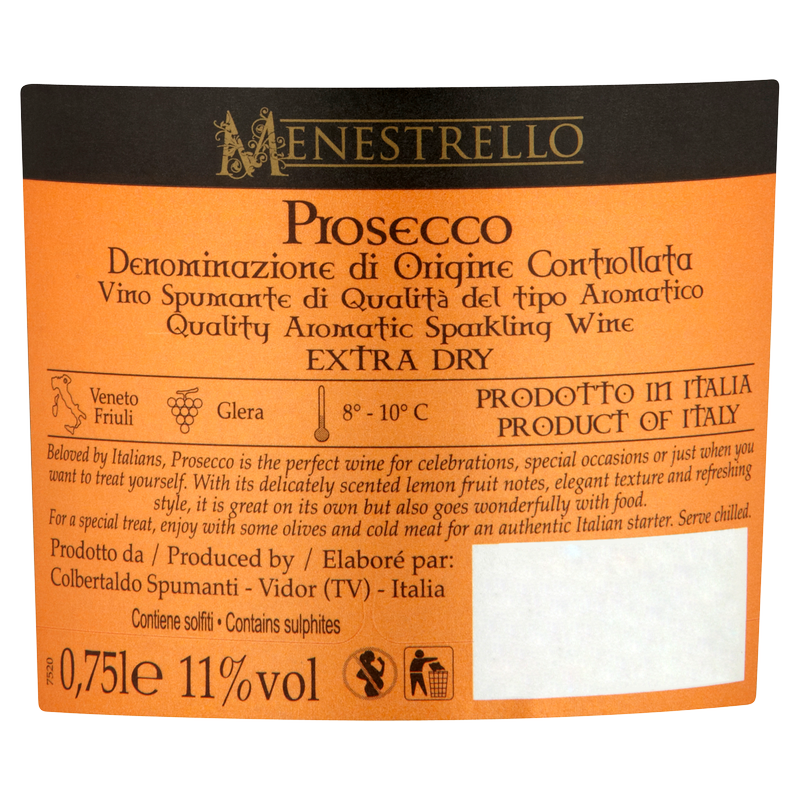 Menestrello Prosecco Spumante Extra Dry, 75cl