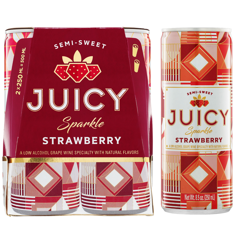 Juicy Sparkle Strawberry Sparkling Wine Can 2pk 250ml