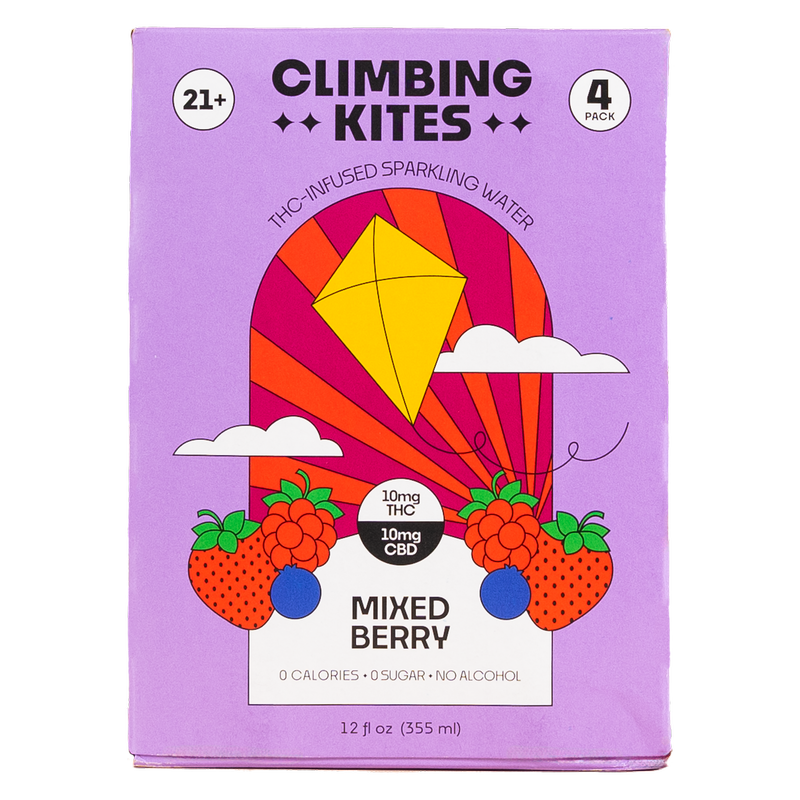 Climbing Kites Mixed Berry 10mg THC Sparkling Water 4pk 12oz Can