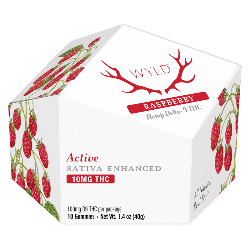 Wyld Raspberry Sativa THC 10mg Gummies, 10 Count