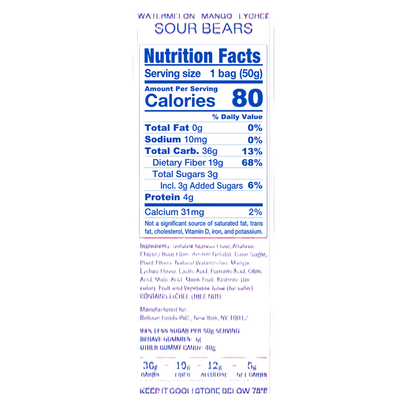 BEHAVE Low-Sugar Sour Bears 1.8oz
