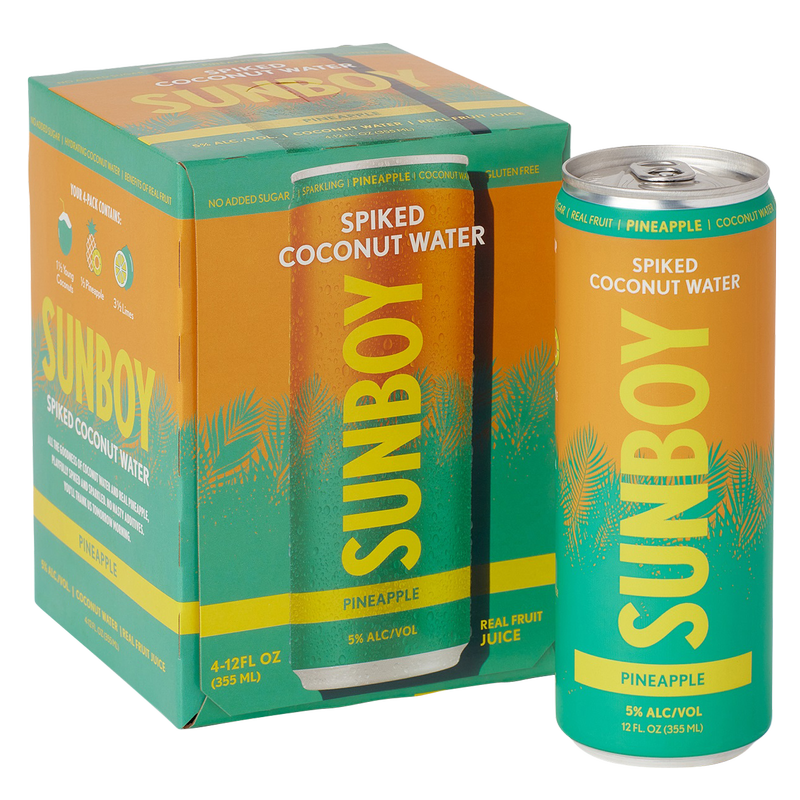 SUNBOY Spiked Coconut Water - Pineapple 4pk 12oz Can 5.0% ABV