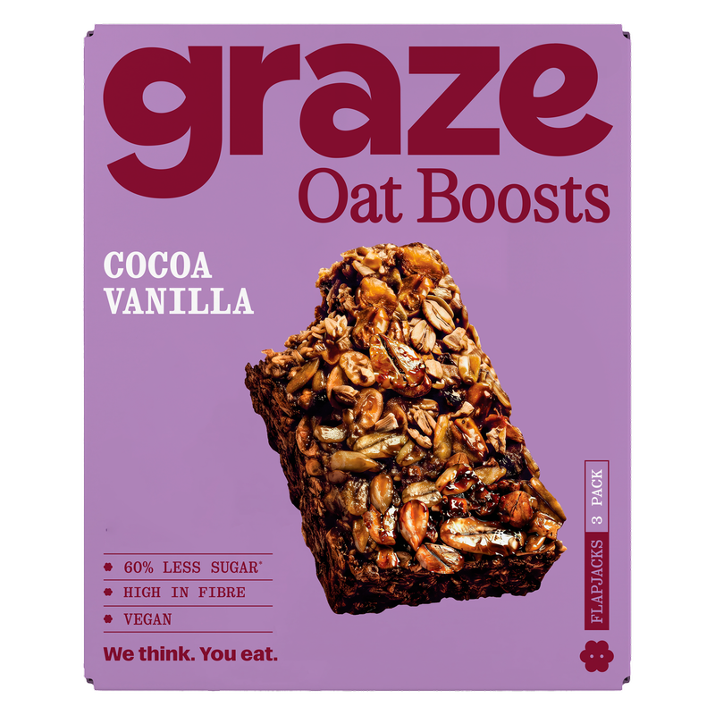 Graze Cocoa Vanilla Oat Boosts Flapjacks, 3 x 40g