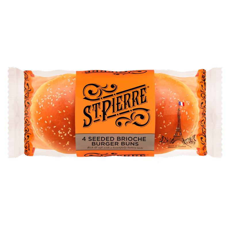 St Pierre 4 Seeded Brioche Burger Buns, 250g