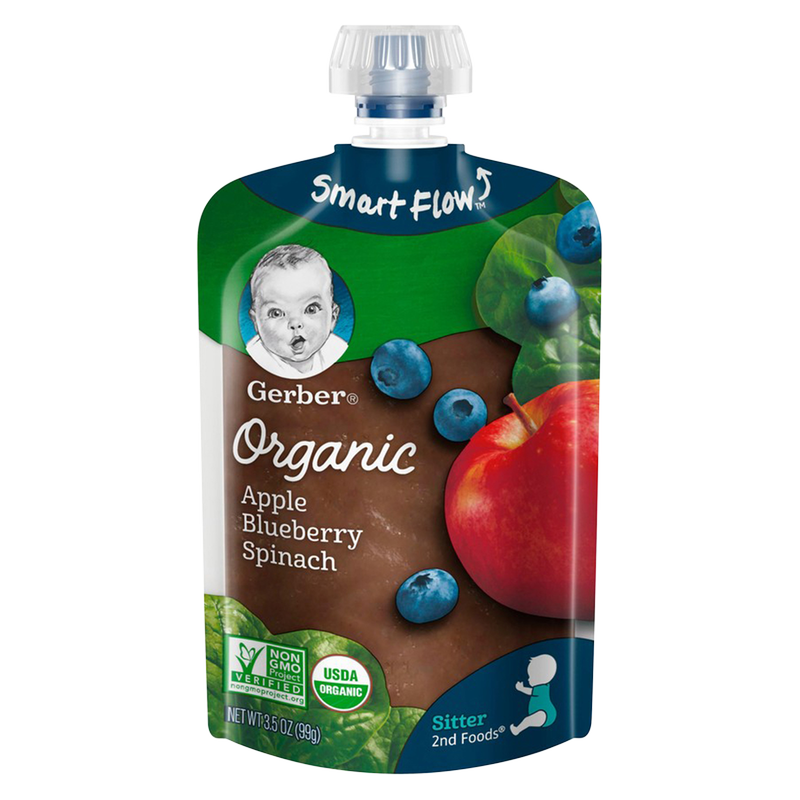 Gerber Organic Apple Blueberry Spinach Pouch 3.5oz