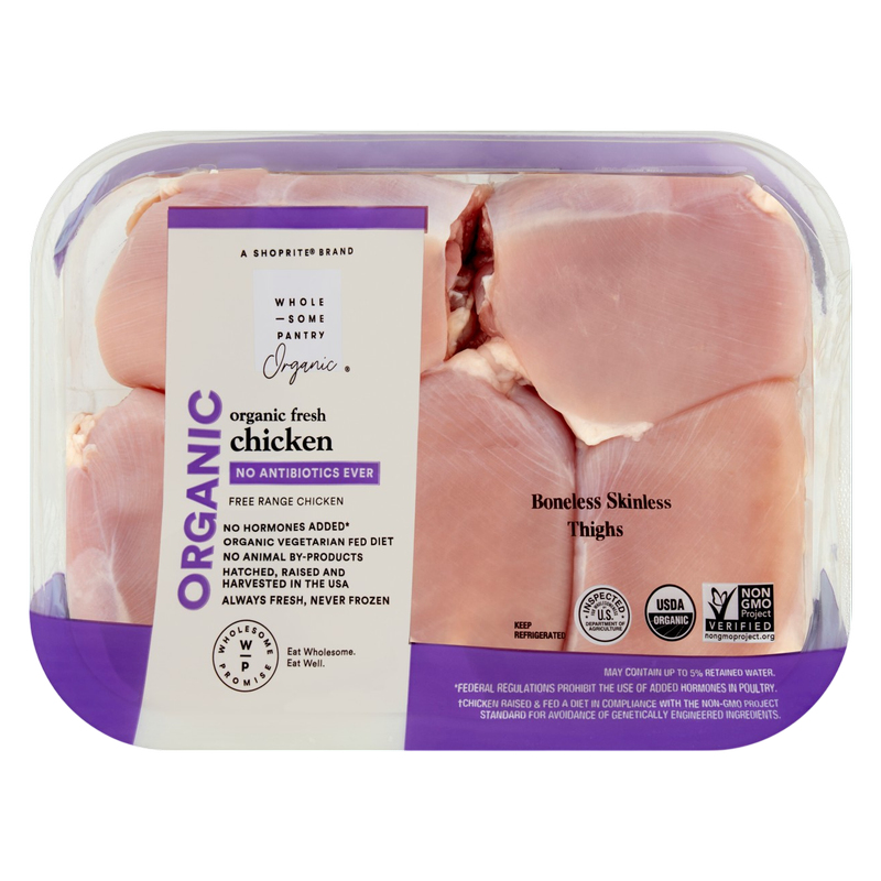 Wholesome Pantry Organic Fresh Boneless Skinless Chicken Thighs - Avg 1.2lb