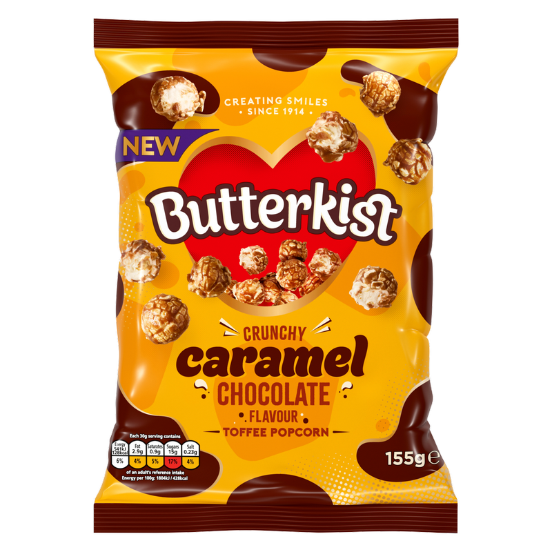 Butterkist Caramel Chocolate Flavoured Toffee Popcorn, 155g