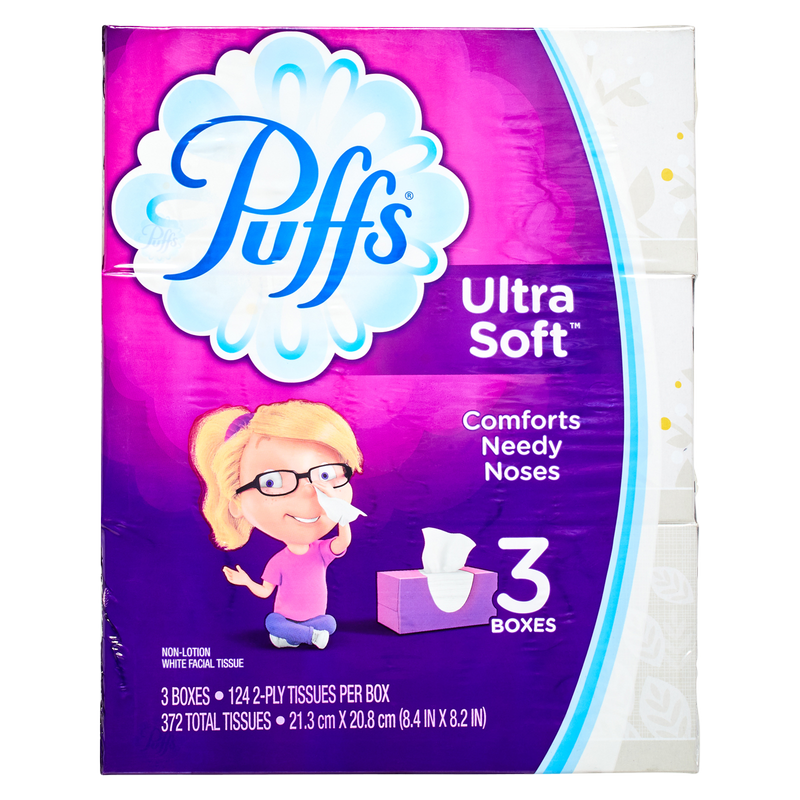 Puffs Plus Lotion Ultra-Soft Facial Tissue Box 3pk 124ct