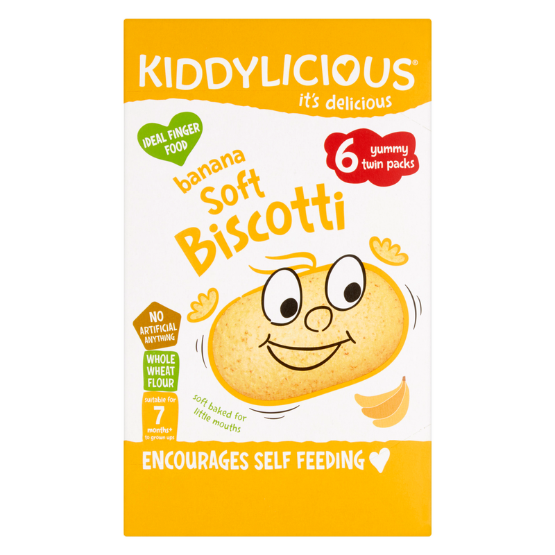 Kiddylicious Banana Soft Biscotti Snack 7m+, 6 x 20g