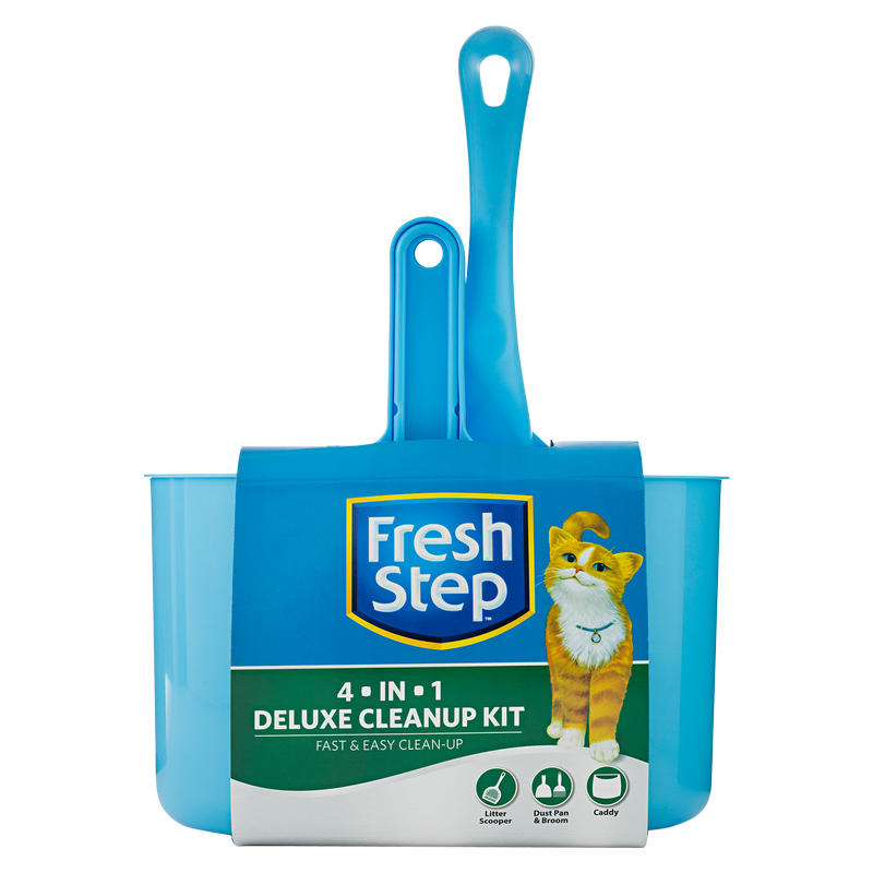 Fresh Step 4 in 1 Deluxe Clean Up Kit Includes: Litter Scooper, Dust Pan & Broom and Caddy 1ct