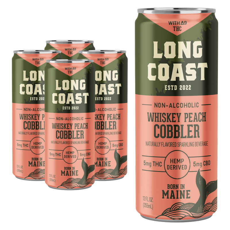 Long Coast THC 5mg Whiskey Peach Cobbler Cocktail 4pk 12oz Can