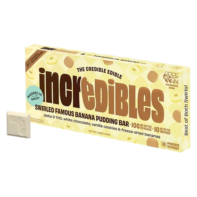 incredibles Swirled Famous Magnolia Bakery Banana Pudding Chocolate Bar, 10mg D9 THC, 10pc