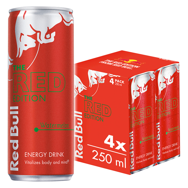 Red Bull Energy Drink Red Edition Watermelon, 4 x 250ml