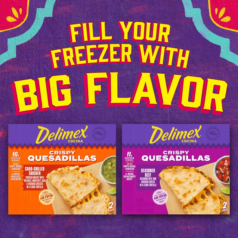 Delimex Char-Grilled Chicken Crispy Quesadillas, 7.5 oz box